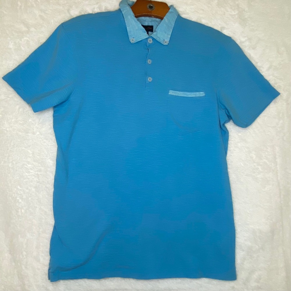 Good Man Brand Blue Polo Shirt Mens Small Golf Casual Modern Heather Blue White